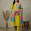 Mustard Yellow Silk Unstitched Suit