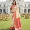 Off-White Kanjivaram Silk Saree