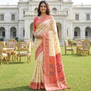 Off-White Kanjivaram Silk Saree