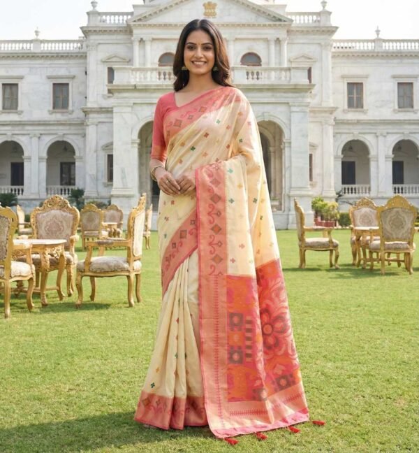 Off-White Kanjivaram Silk Saree