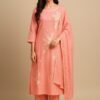 Peach Cotton Stitched Suit