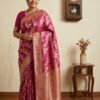 Pink Katan Pure Silk Saree