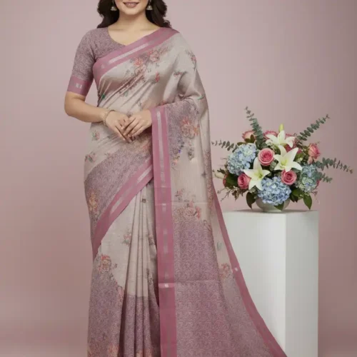 Pink Tusser Silk Saree Pink Tusser Silk Saree
