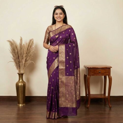 Purple Cotton Silk Saree