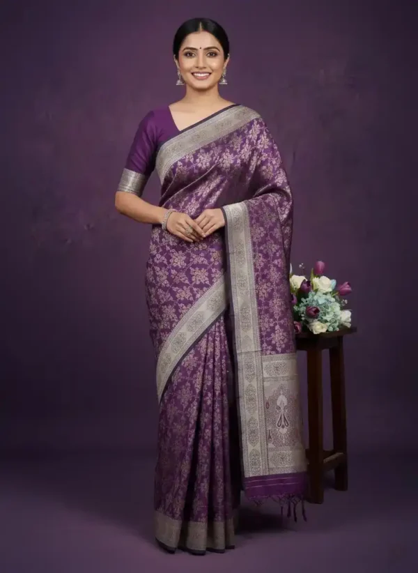 Purple Banarasi Silk Saree