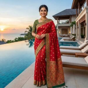 Red Dola Silk Saree