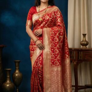 Rich Red Banarasi Pure Silk Saree