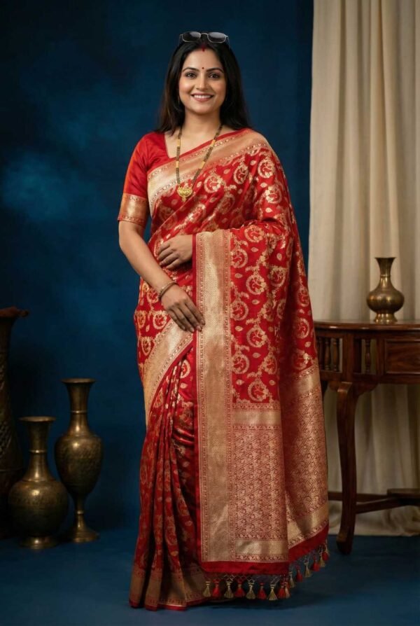 Rich Red Banarasi Pure Silk Saree