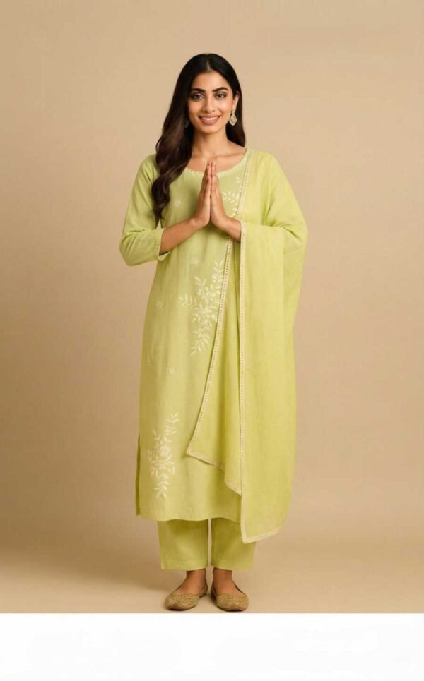 Lemon Yellow Cotton Stitched Suit
