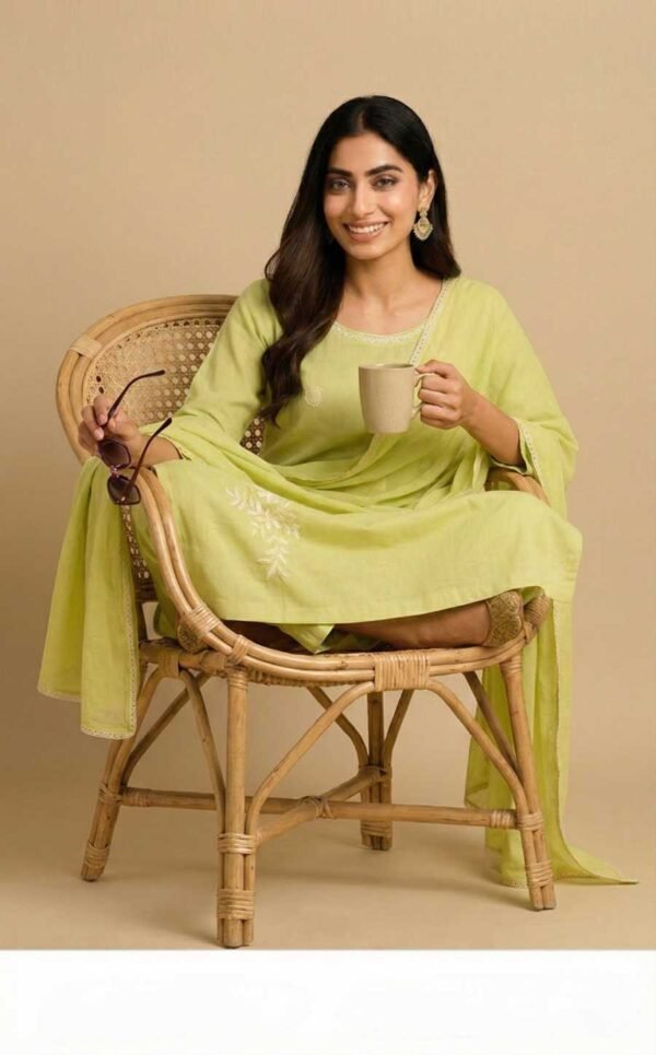 Lemon Yellow Cotton Stitched Suit