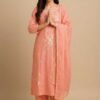 Peach Cotton Stitched Suit