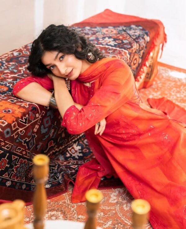 Orange Cotton Stitched Suit