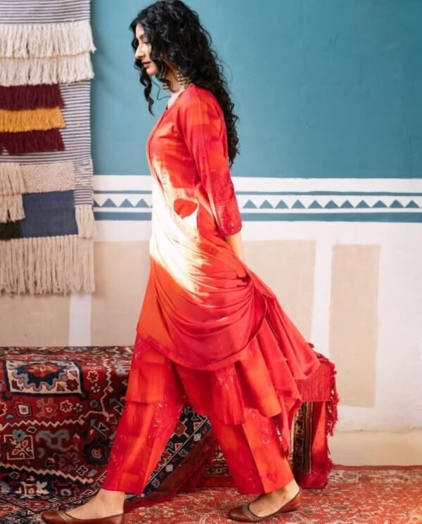 Orange Cotton Stitched Suit