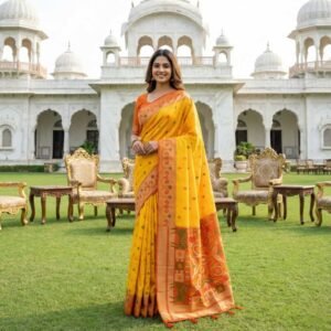 Yellow Kanjivaram Silk Saree