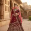 Elegant Dark Wine Bridal Lehenga