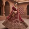 Elegant Dark Wine Bridal Lehenga
