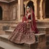 Elegant Dark Wine Bridal Lehenga