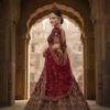 Elegant Dark Wine Bridal Lehenga