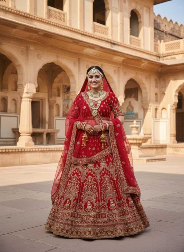 Shining Red Bridal Lehenga