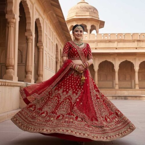 Shining Red Bridal Lehenga