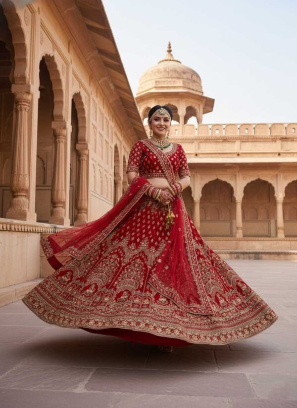 Shining Red Bridal Lehenga