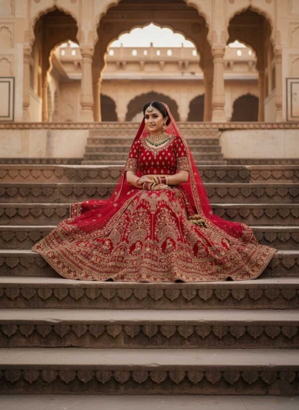 Shining Red Bridal Lehenga