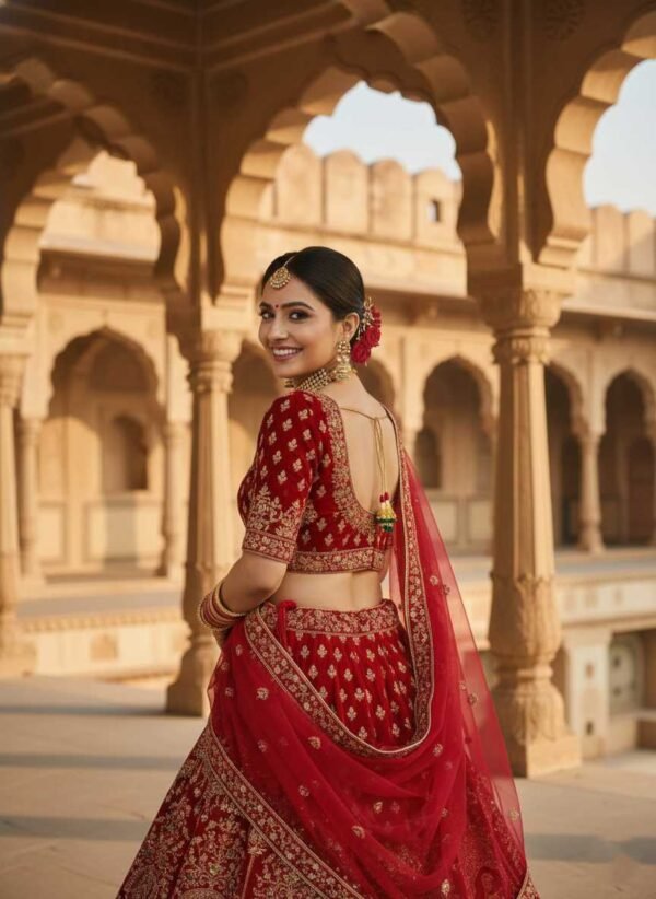 Shining Red Bridal Lehenga