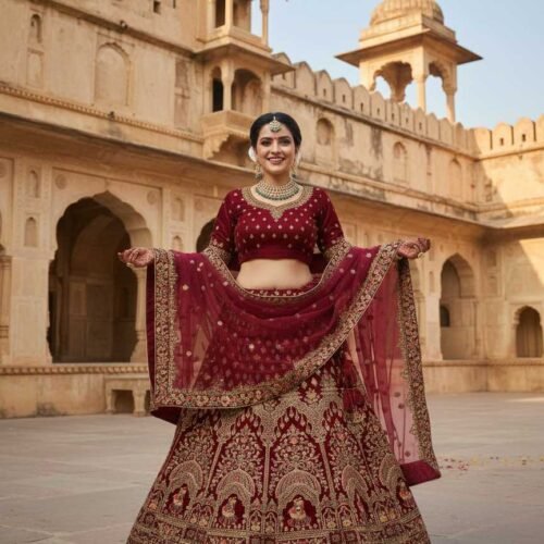 Mesmerizing Wine Bridal Lehenga