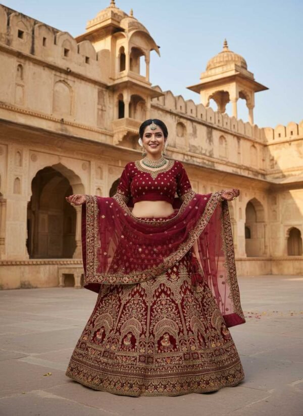 Mesmerizing Wine Bridal Lehenga