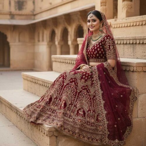 Mesmerizing Wine Bridal Lehenga