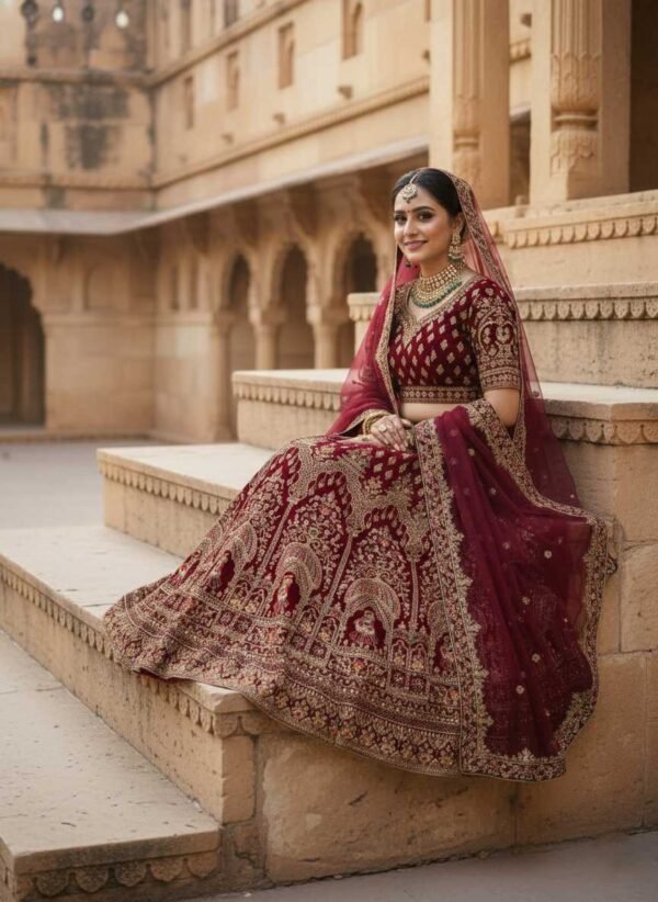 Mesmerizing Wine Bridal Lehenga
