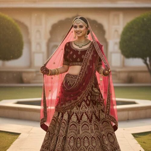 Dark Wine Bridal Lehenga