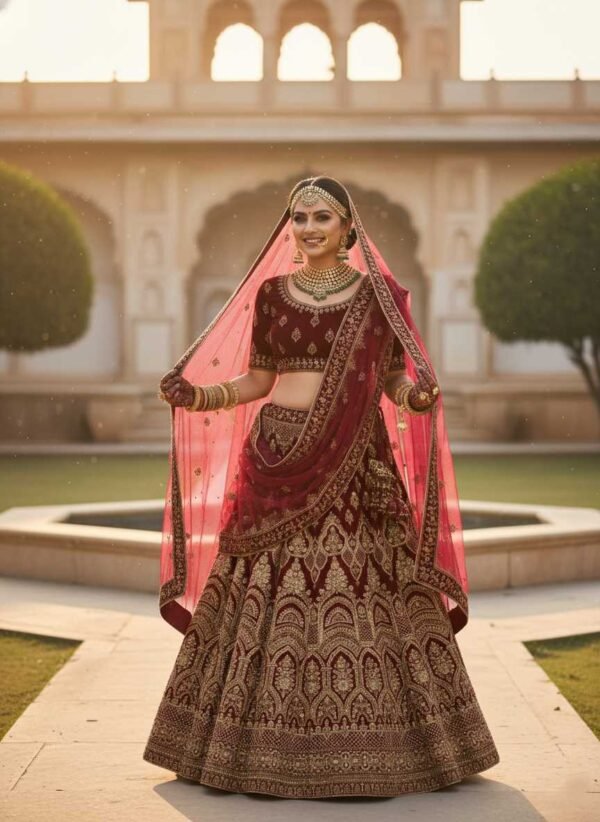 Dark Wine Bridal Lehenga