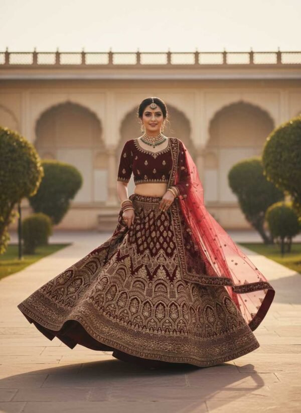 Dark Wine Bridal Lehenga