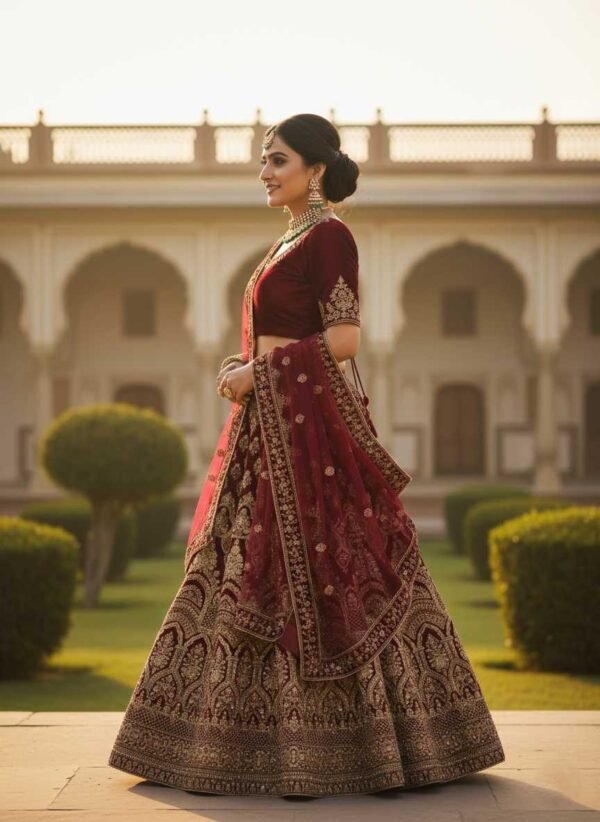 Dark Wine Bridal Lehenga
