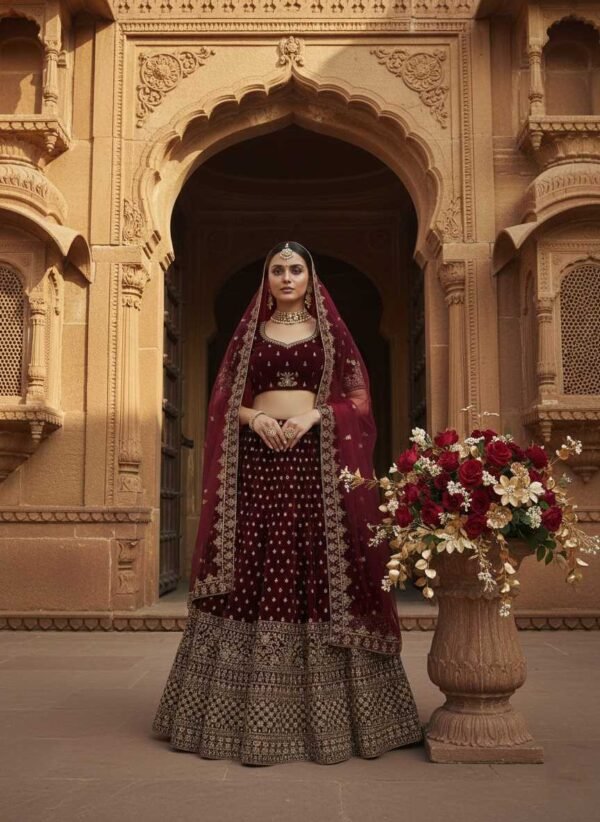 Dark Coke Bridal Lehenga