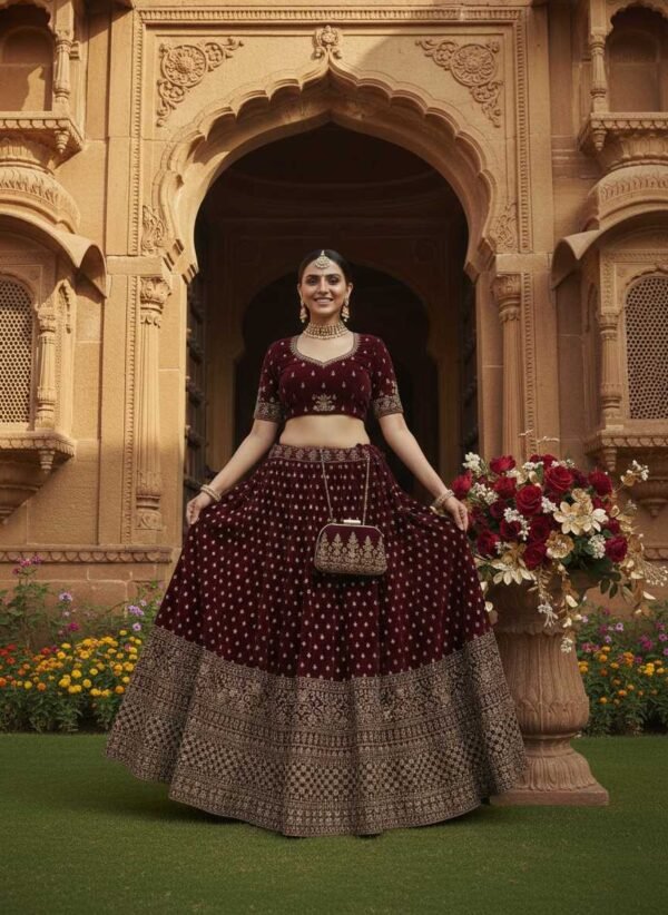 Dark Coke Bridal Lehenga