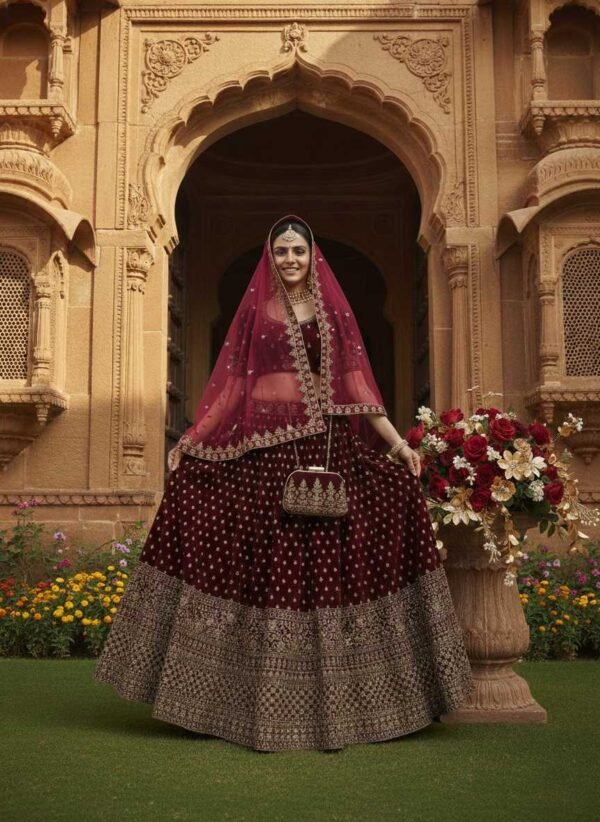 Dark Coke Bridal Lehenga