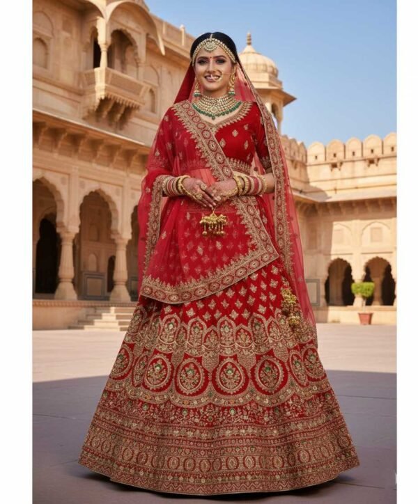 BS001636-1 Charming Red Bridal Lehenga