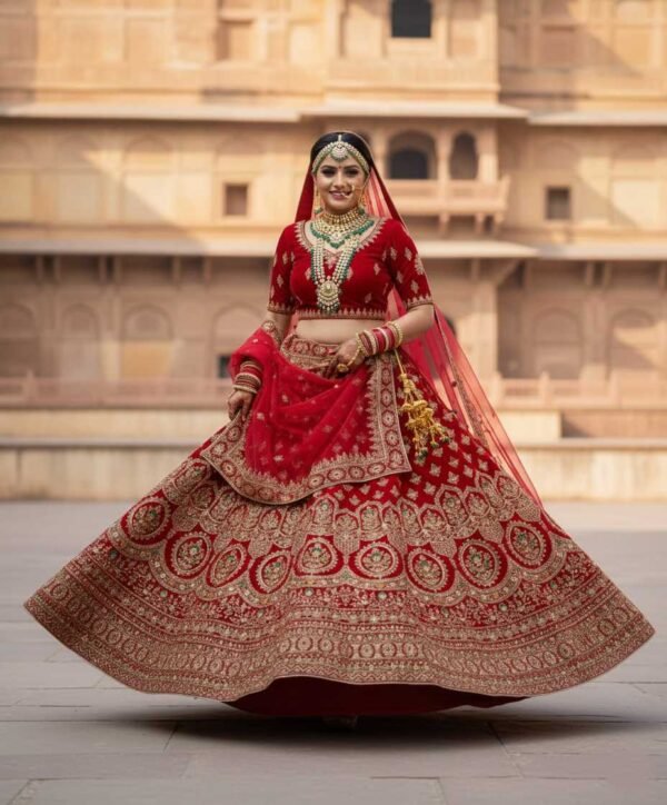 BS001636-1(1) Charming Red Bridal Lehenga