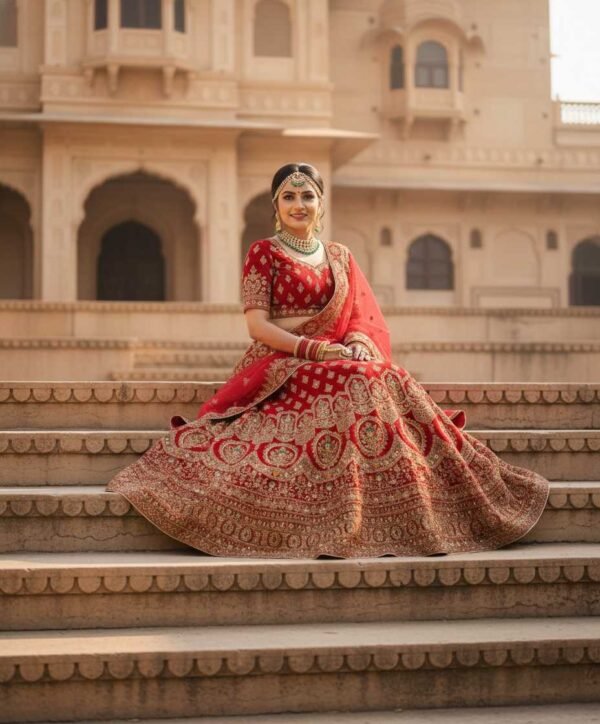 BS001636-1(2) Charming Red Bridal Lehenga