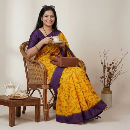 Mustard Kanjivaram Pure Silk Saree