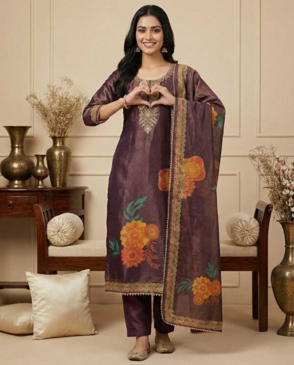 Purple Shimmer Unstitched Suit