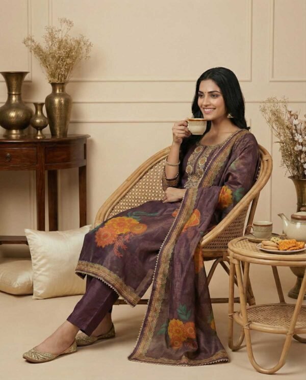 Purple Shimmer Unstitched Suit