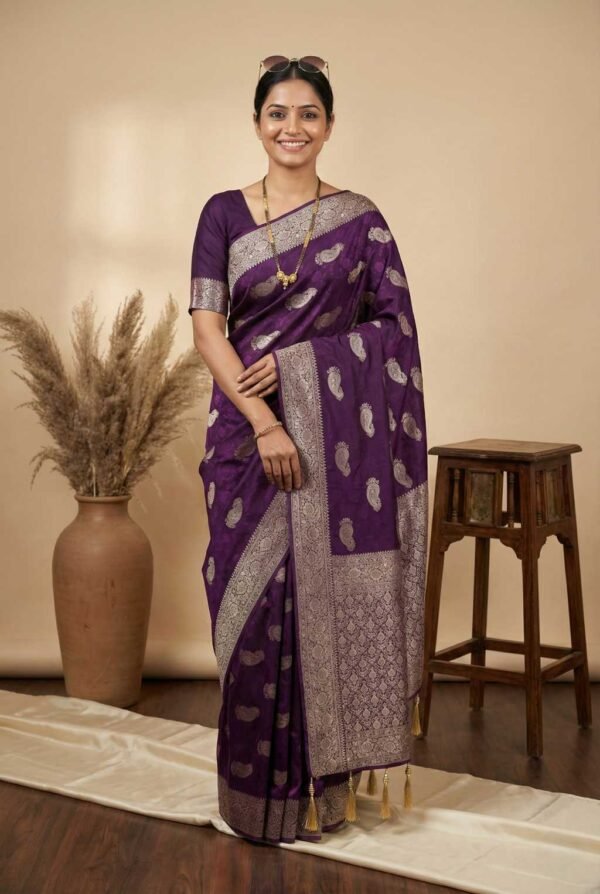 Purple Dola Silk Saree