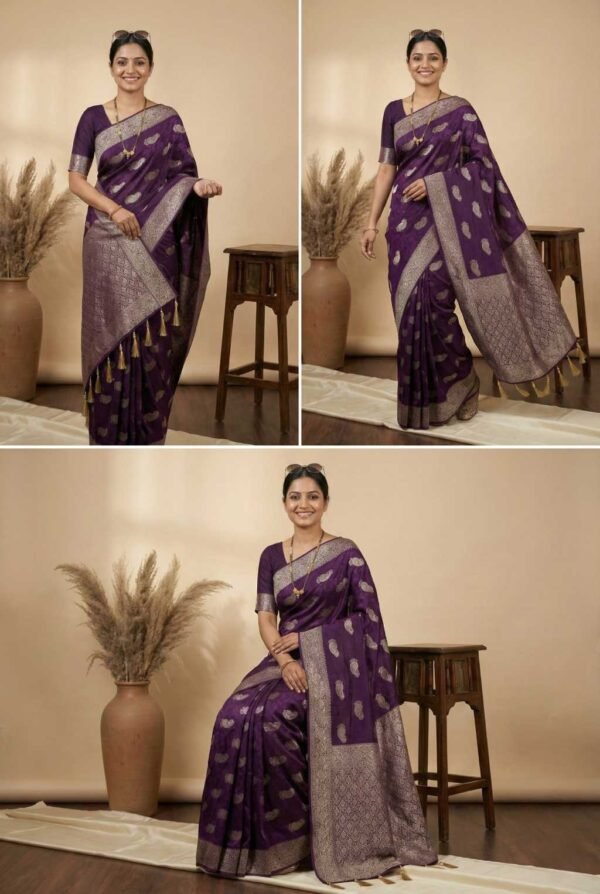 Purple Dola Silk Saree