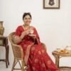 Bright Red Dola Silk Saree