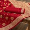Bright Red Dola Silk Saree