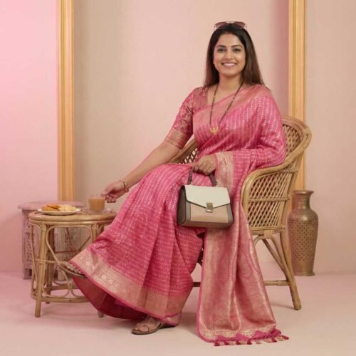 Peach Georgette Saree