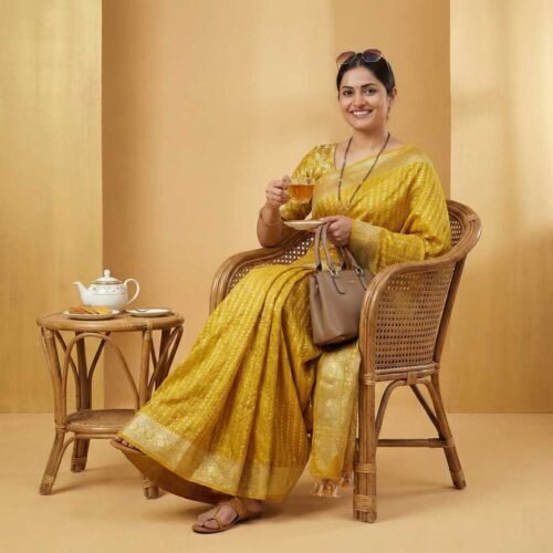 Golden Yellow Georgette Saree
